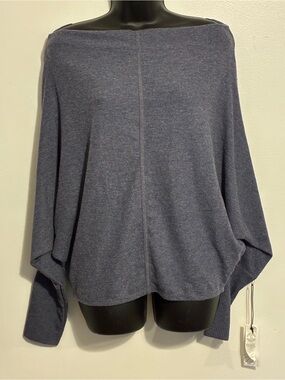 Treasure & Bond Off-the-Shoulder Dolman Sweater in Heather Blue